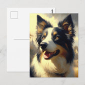 Vintage Border Collie Malerei Postkarte (Vorne/Hinten)