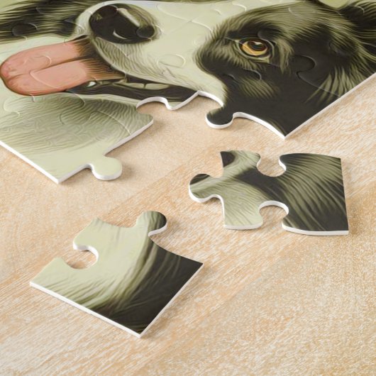 Vintage Border Collie Malerei Puzzle (Seite)