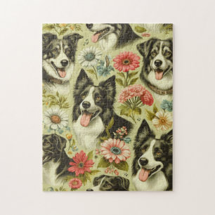 Vintage Border Collie Malerei Puzzle