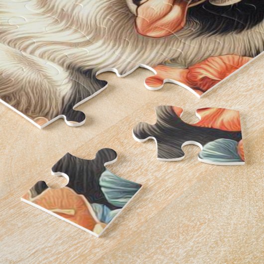 Vintage Border Collie Malerei Puzzle (Seite)
