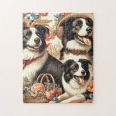 Vintage Border Collie Malerei Puzzle (Vertikal)