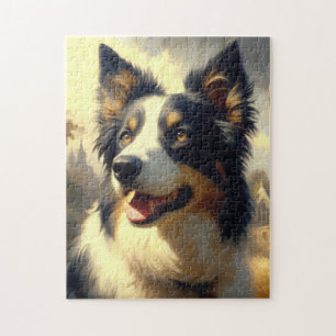 Vintage Border Collie Malerei Puzzle