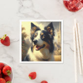 Vintage Border Collie Malerei Serviette (Beispiel)