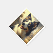 Vintage Border Collie Malerei Serviette (Ecke)