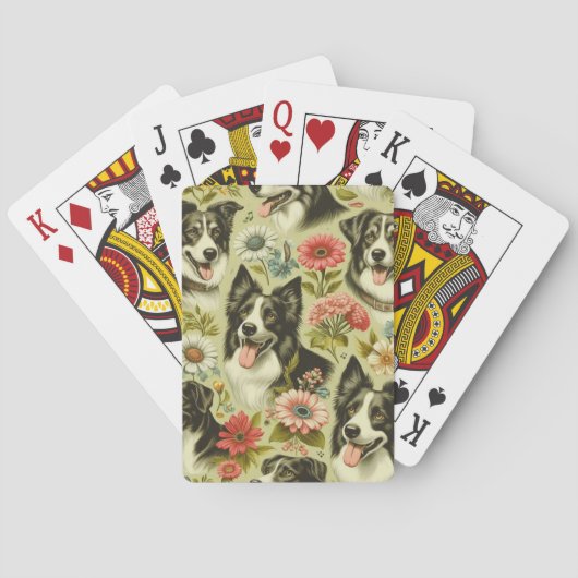 Vintage Border Collie Malerei Spielkarten (Rückseite)
