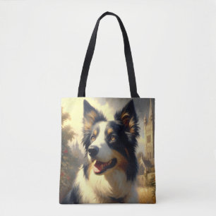 Vintage Border Collie Malerei Tasche