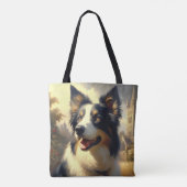 Vintage Border Collie Malerei Tasche (Rückseite)