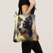 Vintage Border Collie Malerei Tasche (Von Nahem)