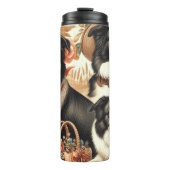 Vintage Border Collie Malerei Thermosbecher (Vorderseite)