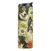 Vintage Border Collie Malerei Thermosbecher (Nach links gedreht)
