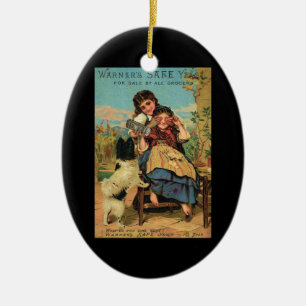 Vintage-Border-Collie-Ornament Keramik Ornament