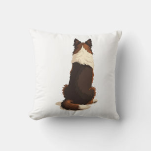 Vintage Border Collie von hinten Hund-Illustration Kissen