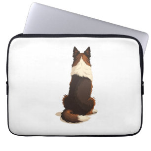 Vintage Border Collie von hinten Hund-Illustration Laptopschutzhülle
