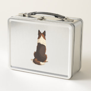 Vintage Border Collie von hinten Hund-Illustration Metall Brotdose