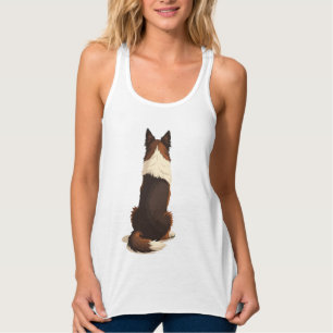 Vintage Border Collie von hinten Hund-Illustration Tank Top