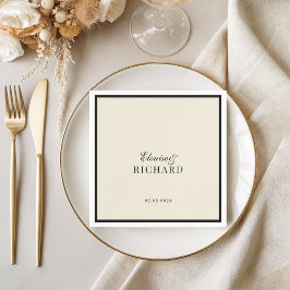 Vintage Border Ivory & Black Old Money Wedding Serviette