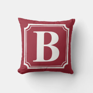 Vintage Border Rotes personalisiertes Monogrammk Kissen