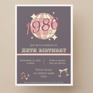Vintage born in 1986 40th birthday Invitation Einladung