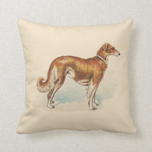 Vintage Borzoi Elegant Print Soft Pink Kissen
