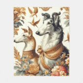 Vintage Borzoi-Hunde-Illustration Fleecedecke (Vorderseite)