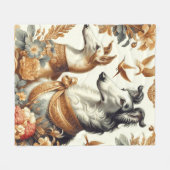 Vintage Borzoi-Hunde-Illustration Fleecedecke (Vorderseite (Horizontal))
