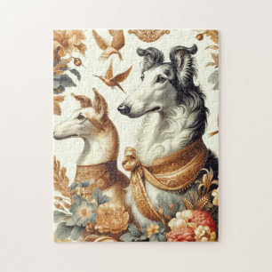Vintage Borzoi-Hunde-Illustration Puzzle