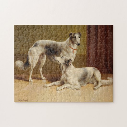 Vintage Borzoi Kunstpuzzle Puzzle (Horizontal)