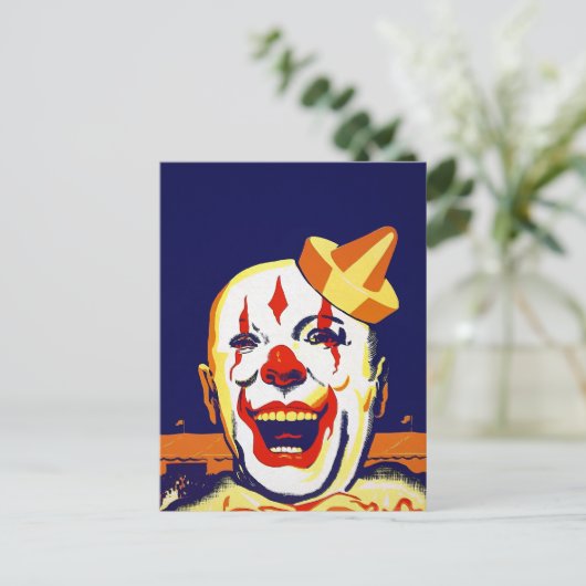 Vintage böse Clownkarte Postkarte (Stehend Vorderseite)