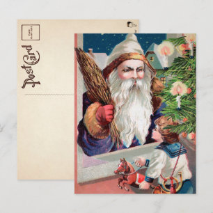 Vintage Böser Weihnachtsmann Weihnachtspostkarte Postkarte