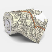 Vintage Boston-Durchfahrt-Linie Map (1914) Krawatte (Gerollt)