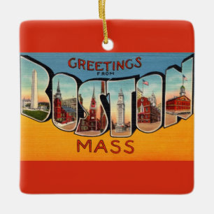 Vintage-Boston-Grußkarte Keramikornament