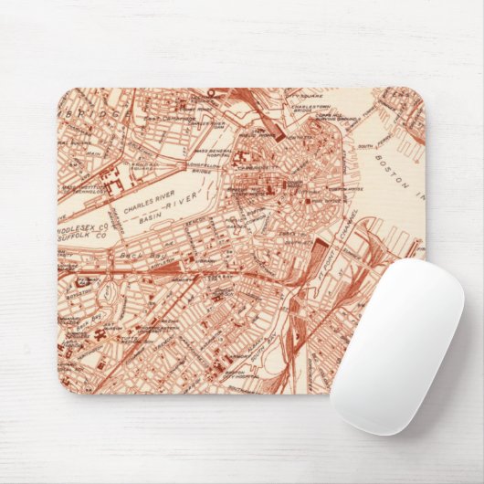 Vintage Boston-Karte Mousepad (Mit Mouse)