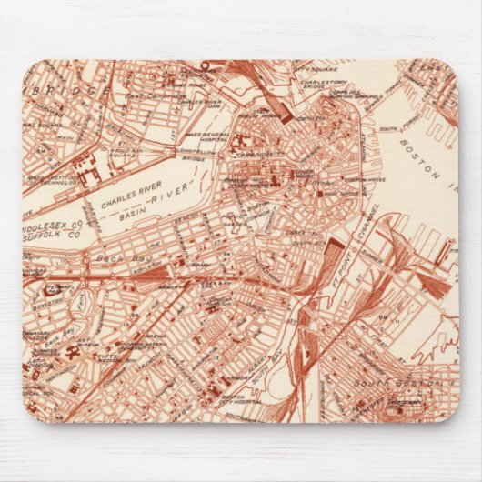 Vintage Boston-Karte Mousepad (Vorne)