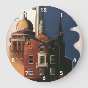 Vintage Boston, Massachusetts Paul Revere's Ride Große Wanduhr
