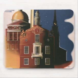 Vintage Boston, Massachusetts Paul Revere's Ride Mousepad