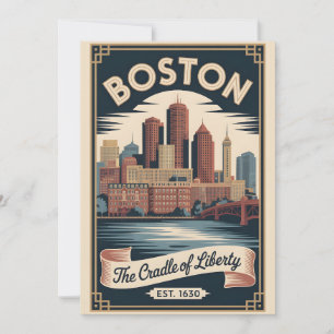 Vintage Boston Massachusetts Wiege der Freiheit Feiertagskarte
