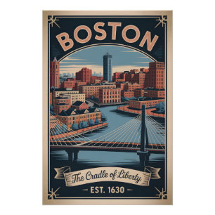 Vintage Boston Massachusetts Wiege der Freiheit Poster