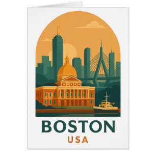 Vintage Boston Reise-Grußkarte – Retro USA