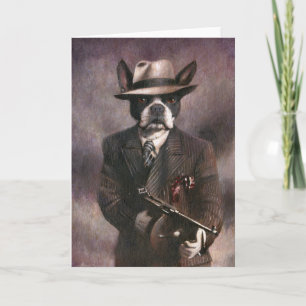 Vintage-Boston-Terrier-Gangster-Grußkarte Karte