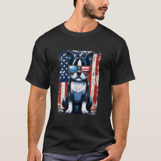 Vintage Boston Terrier Hund Amerikanische USA US F T-Shirt
