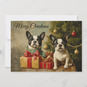 Vintage Boston Terrier Hunde Frohe Weihnachten