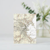 Vintage Boston Transit Line Map (1914) Postkarte (Stehend Vorderseite)