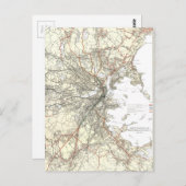 Vintage Boston Transit Line Map (1914) Postkarte (Vorne/Hinten)