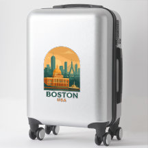 Vintage Boston Travel Sticker – Retro USA City Art