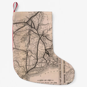 Vintage Boston- und Montreal-Eisenbahn-Karte Kleiner Weihnachtsstrumpf