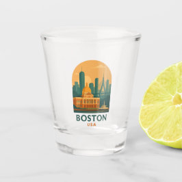 Vintage Boston USA Reise – Retro Stadt Kunst Schnapsglas