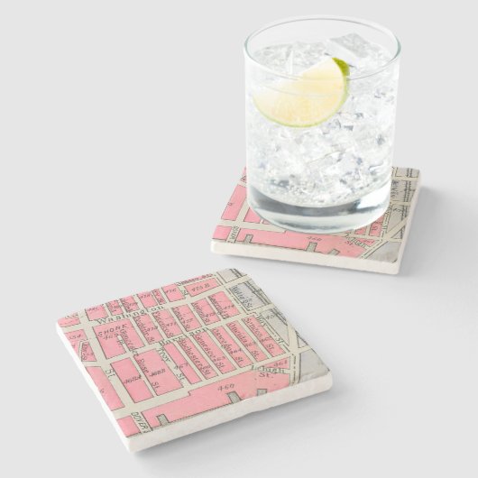 Vintage Bostonsüdenden-Karte Steinuntersetzer (Seitenansicht)