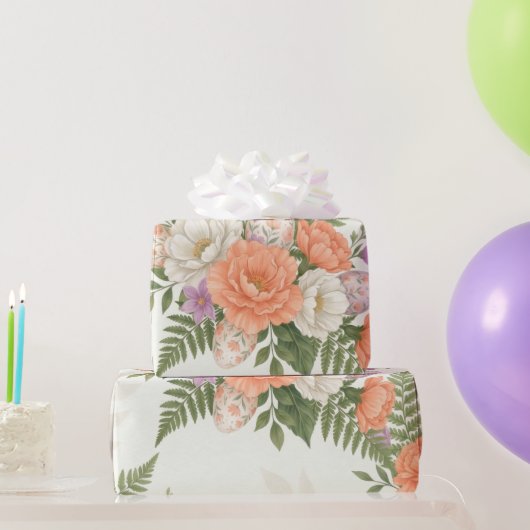 Vintage Botanical Apricot Floral Easter  Geschenkpapier (Partygeschenke)