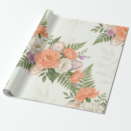 Vintage Botanical Apricot Floral Easter Geschenkpapier