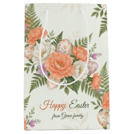 Vintage Botanical Apricot Floral Easter Mittlere Geschenktüte